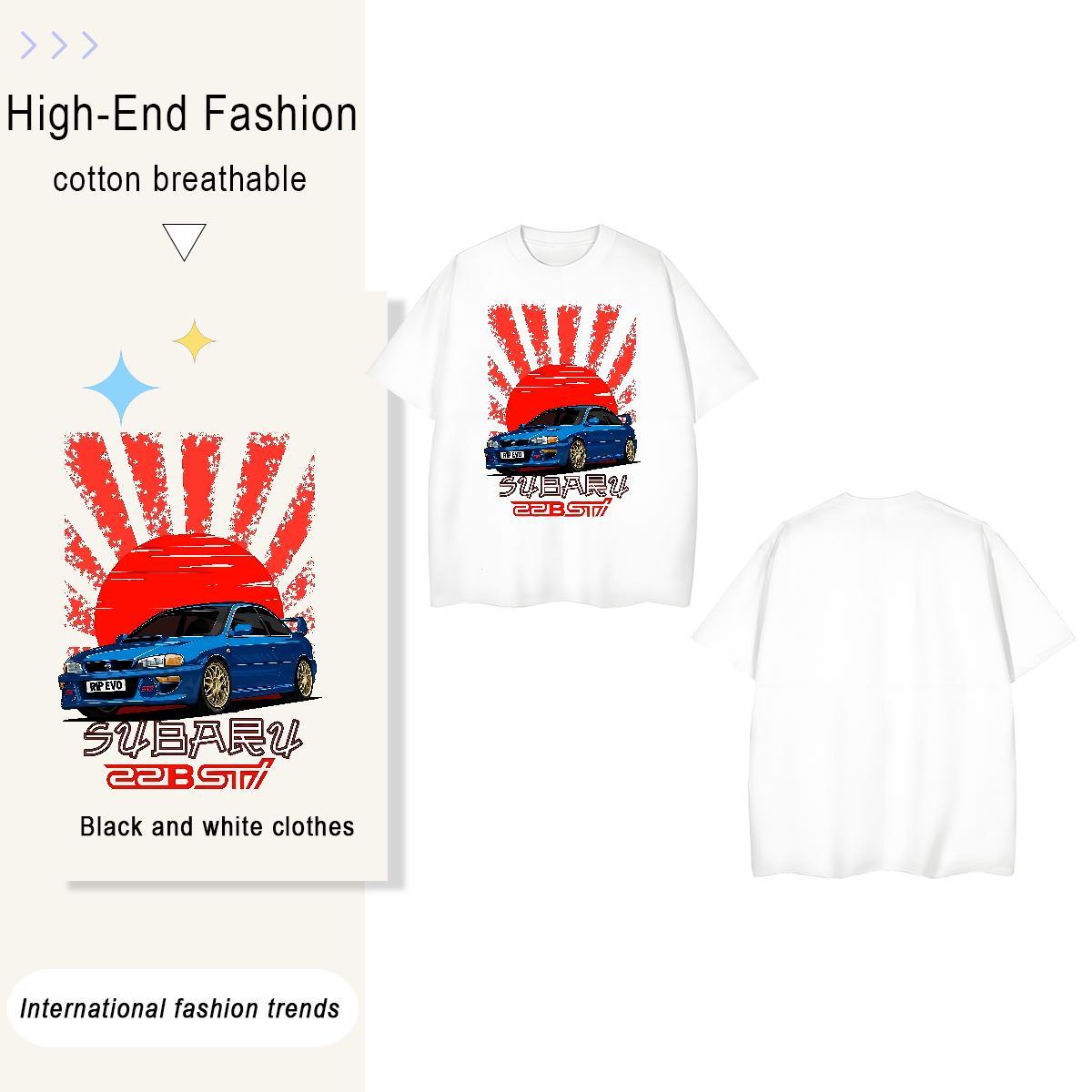 Brand car 230g 100% Cotton Couples T Shirts Summer Casual Crew Neck Breathable T Shirt For Man 2024 Designer Plus Size Cartoon Top Tees