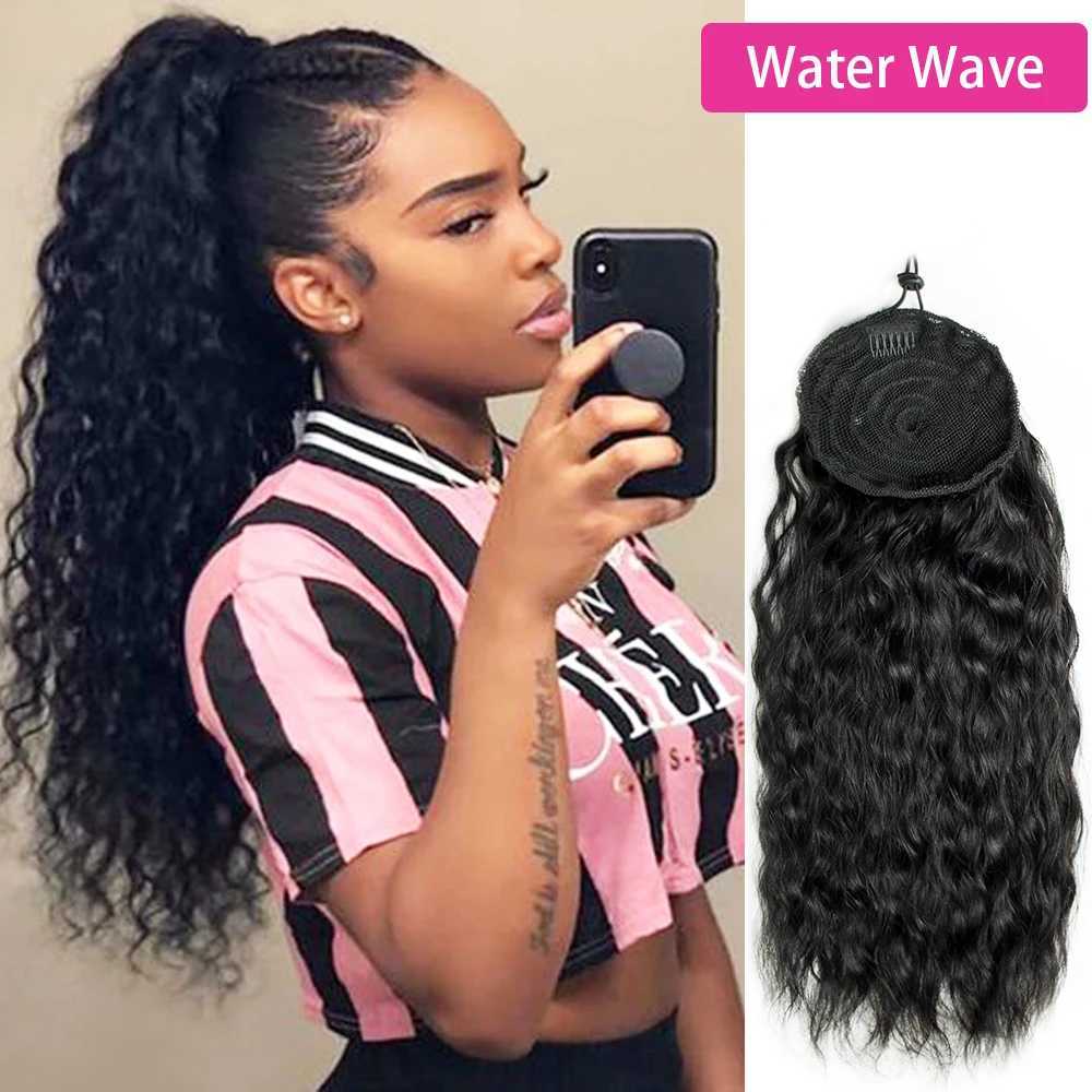30 32 34 inch ponytail human hair extension straight ponytail brushed and packaged 10A high quality W240817
