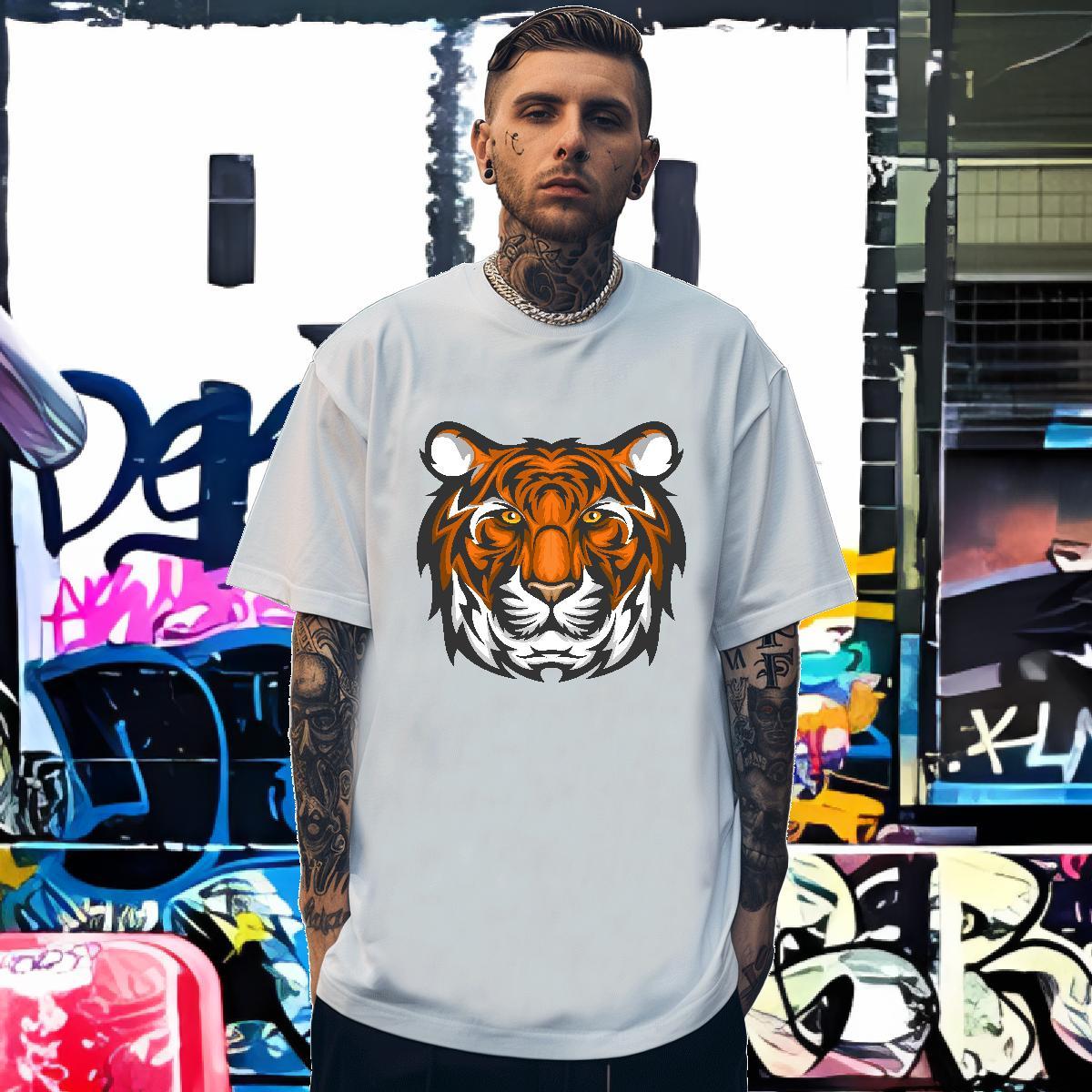 New Arrival Mens Tshirts tiger Daily Outfit 230g 100% Cotton Tops Shirt Pure Cotton Classic Men T Shirts Oversized 3XL 4XL