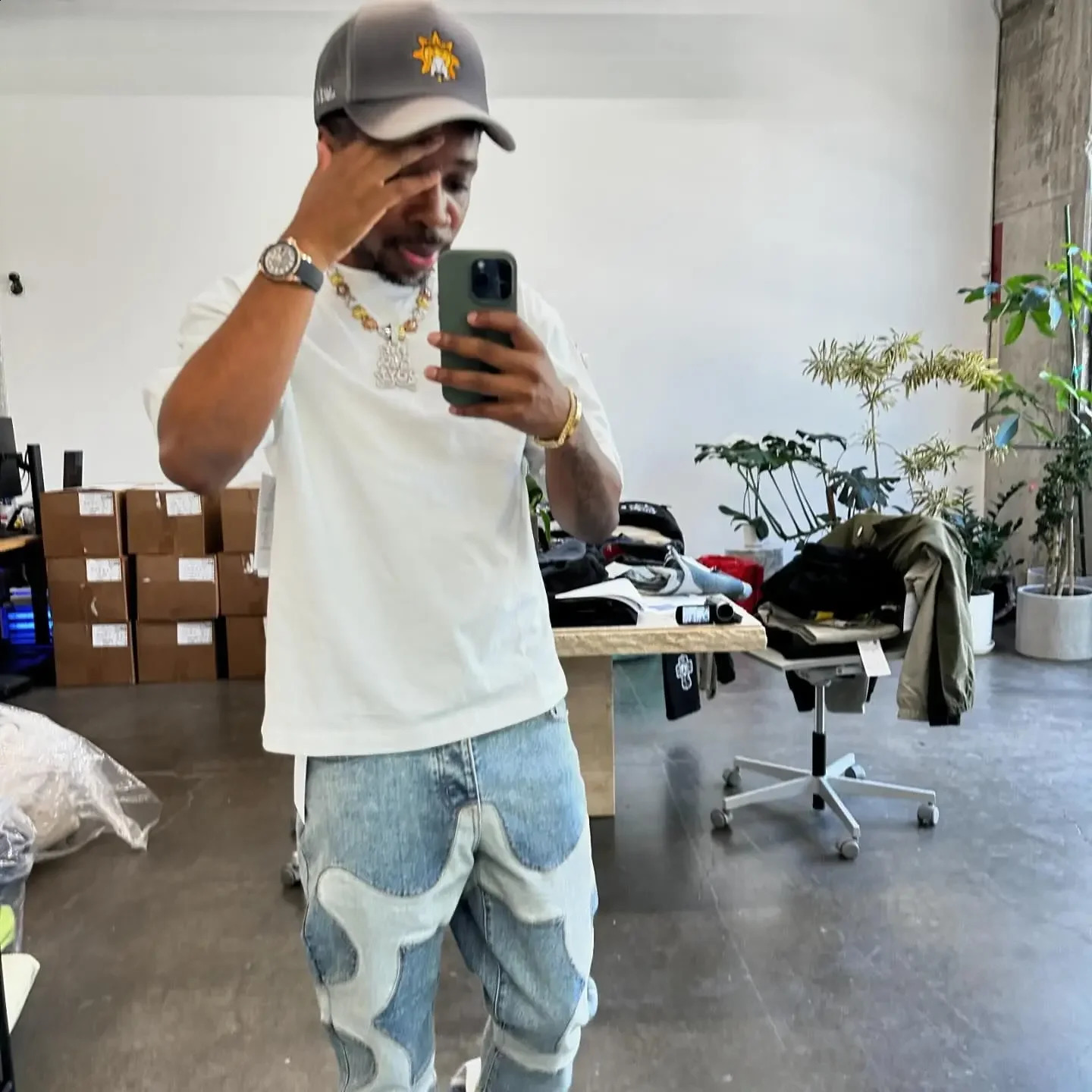 Harajuku High Strt Patchwork Embroidered Jeans For Men And Women Y2K Punk Rock Hip Hop Gothic Wide Trousers Z260313