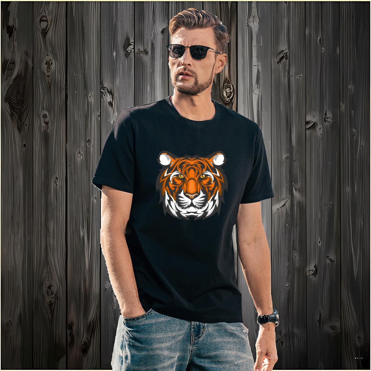 Loose Man T Shirts tiger Breathable Crew Neck Hip Hop Custom Anime 230g 100% Cotton Men Tees DIY Customized Tees Shirts