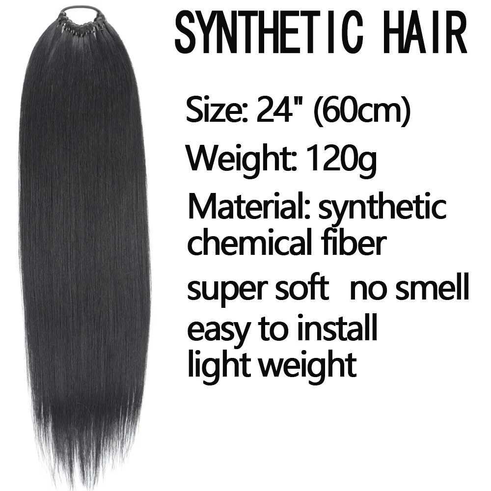 AZQUEEN 24 inch synthetic long straight ponytail hair extension black brown ponytail wig suitable for womens daily wear W240817
