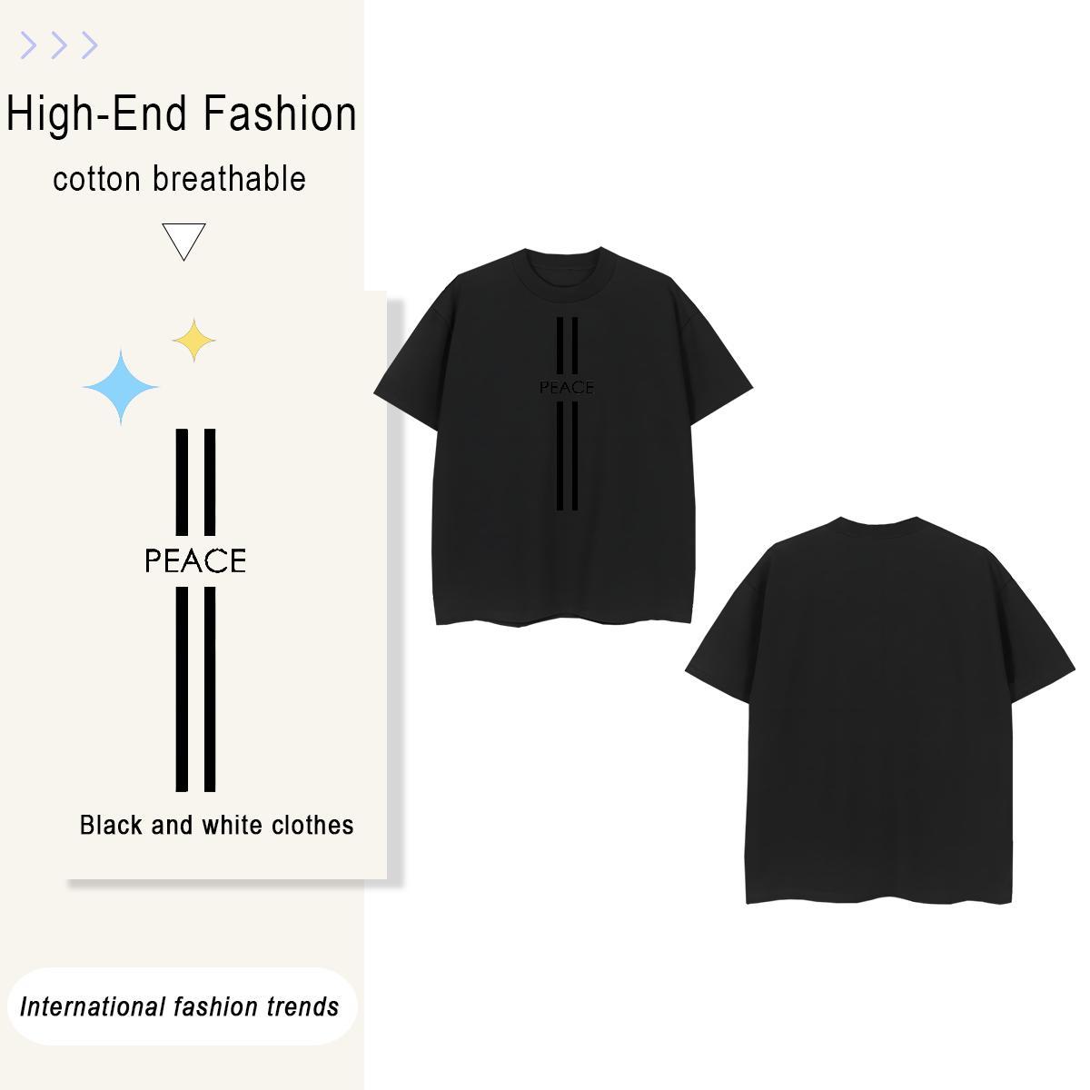 Loose Fit letter 230g 100% Cotton Men Tshirts Daily Outfit Breathable Short Sleeve T Shirts Men 2024 New Anime Tee Shirt