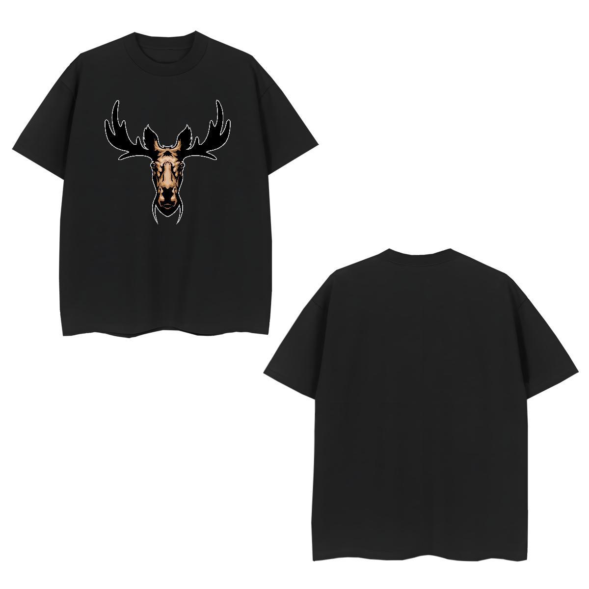 Loose Fit T shirt deer Breathable Crew Neck Daily Wear Custom Big Size 230g Cotton Men Tops Tees Casual New Clothings