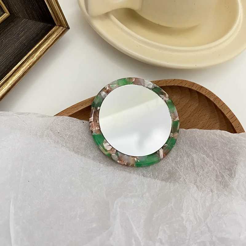 Simple Acetate Small Round Mirror Small Zebra Pattern Makeup Mirror Portable Mini Round Makeup Mirror Travel Accessories Y240819