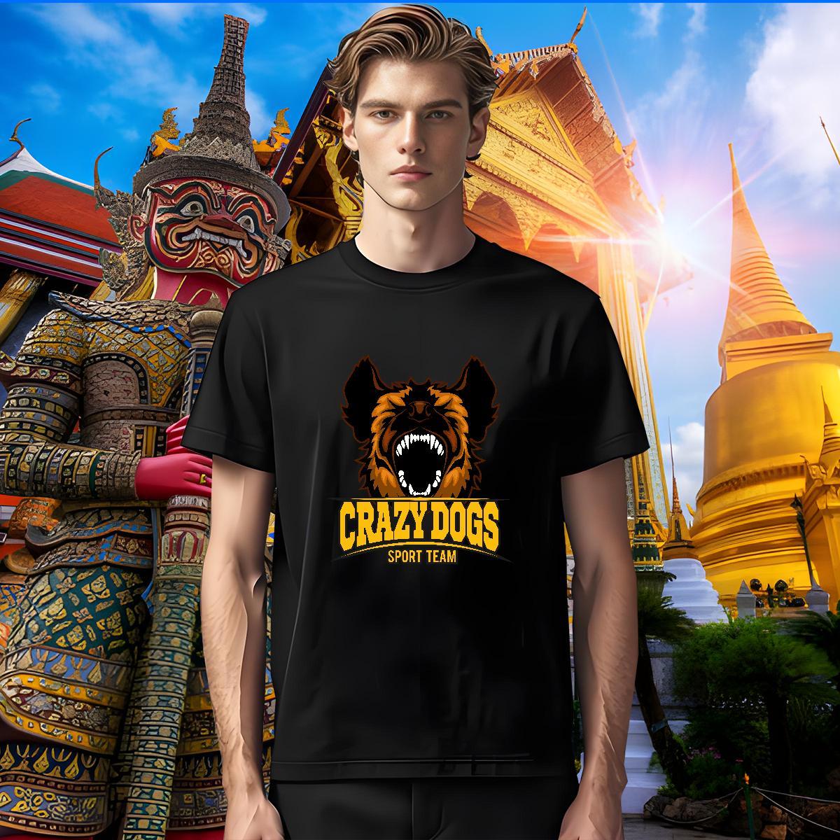 TOP Quality Mens T Shirts crazy dog Breathable Short Sleeve Anime Printing Street Cartoon Print 230g 100% Cotton Men Tshirts New Designer Polos