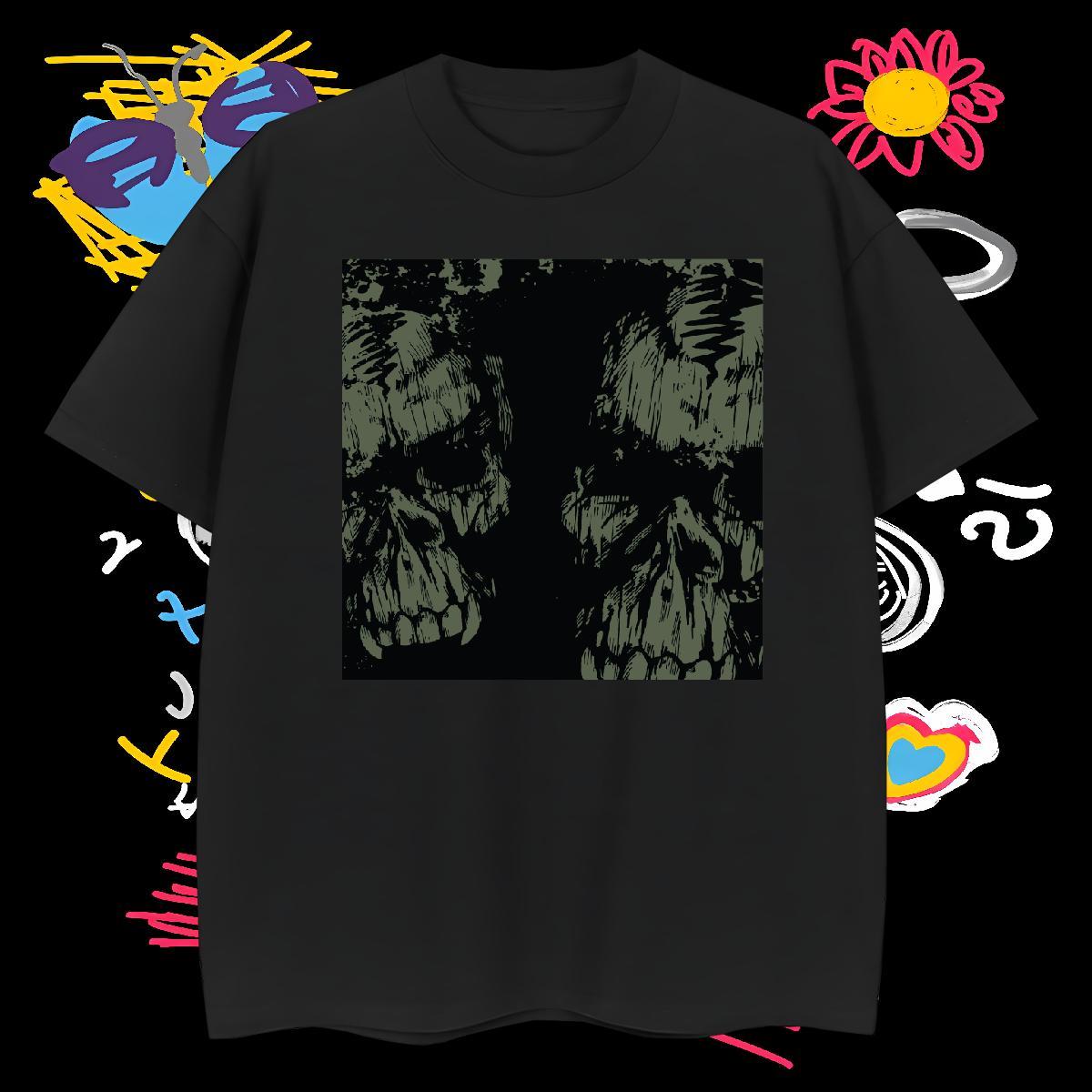 Men T Shirts 230g Pure Cotton scary Casual Daily Wear Crew Neck Custom Anime Men Clothes T-Shirt Designer Fashion Loose Tops Shirt