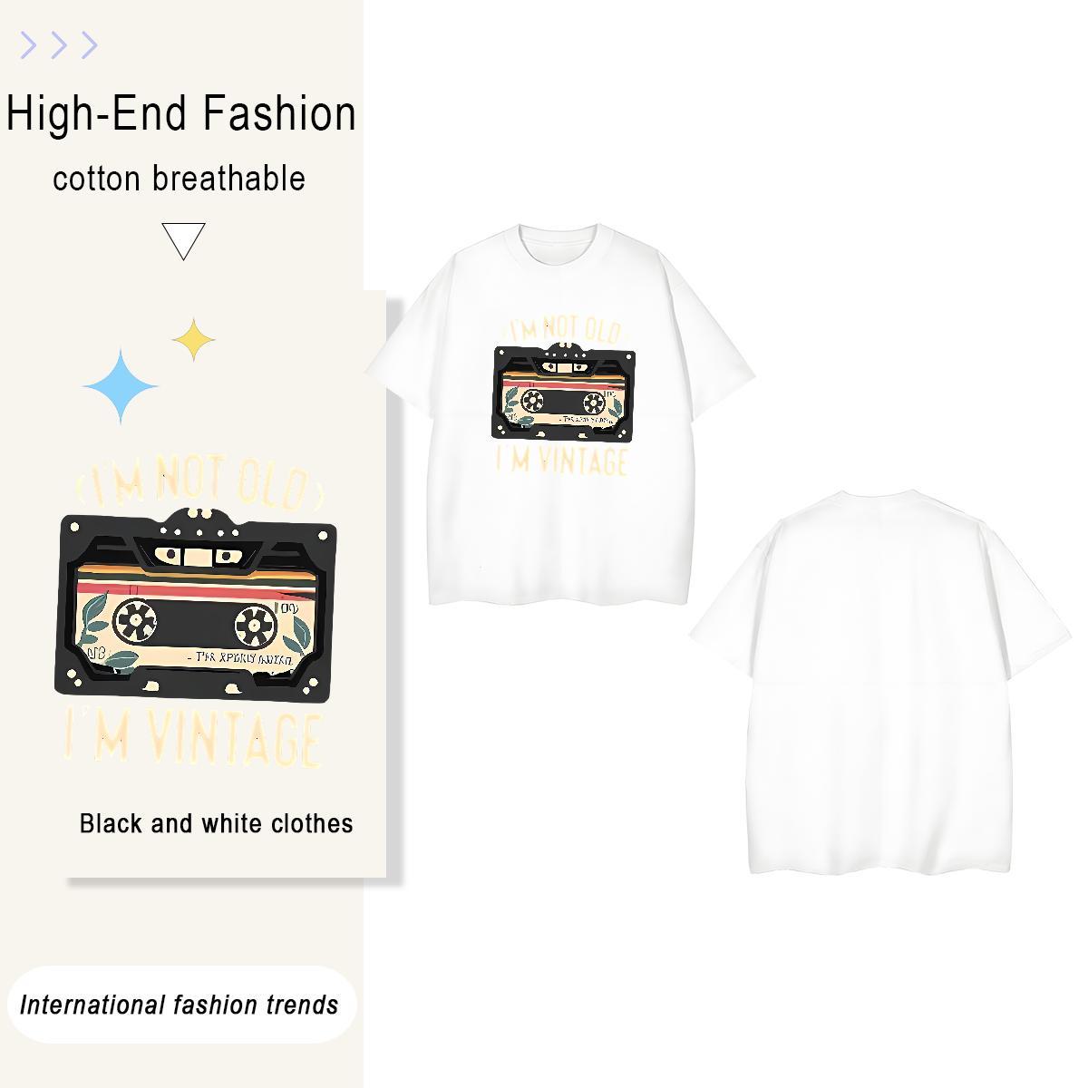 Loose radio 100% Cotton 230g Couples T Shirts Street Casual Breathable T Shirts Men New Arrival Custom Cartoon Clothings