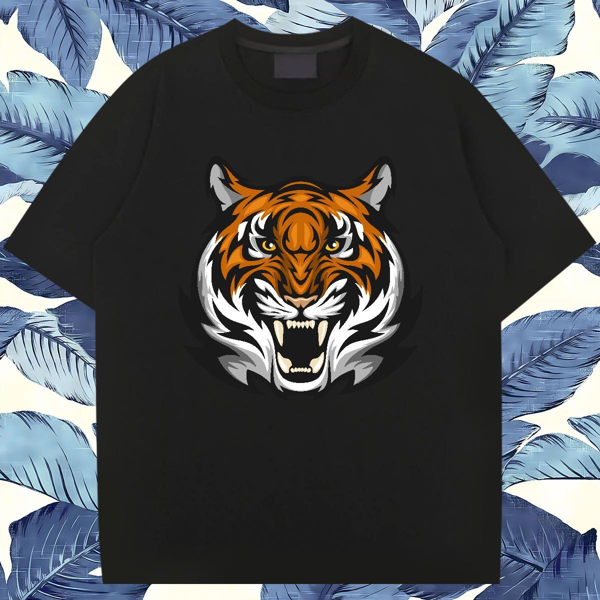 Loose Man T Shirts tiger Pure Cotton Street Custom Anime 100% Cotton 230g Couples T Shirts Classic Casual Clothings