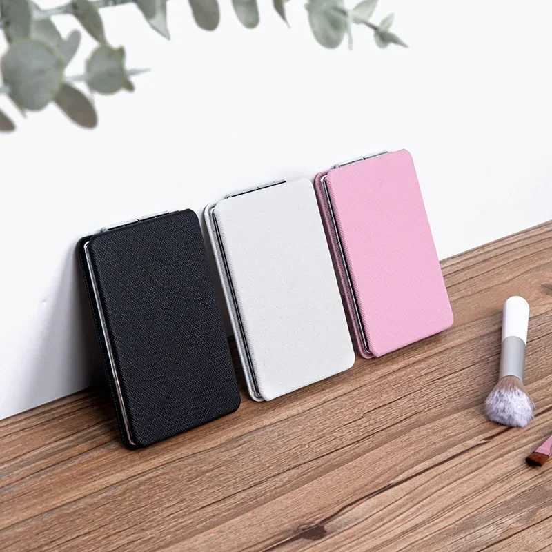 Portable Women Makeup Mirror Hand Pocket Folding Double-Sided Cosmetic Make Up Mirror Pu Leather Small Compact Mirror Girls Gift Y240819