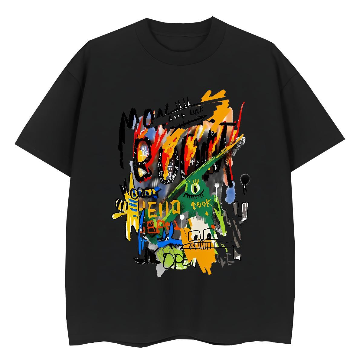 Classic Casual cartoon Couples T Shirts 230g Pure Cotton Men T Shirts Skull Outdoor Round Neck Short Sleeve Unisex Tshirts