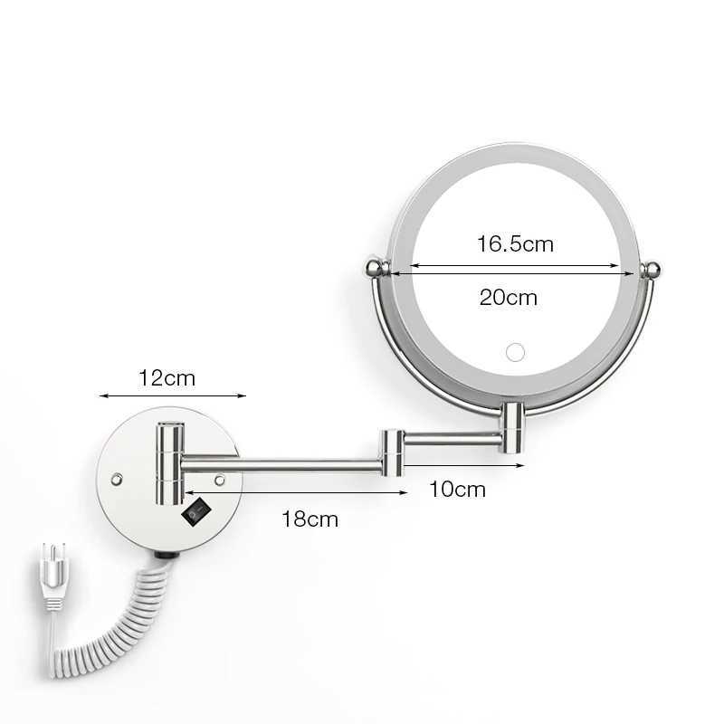 Wall Mounted LED Makeup Mirror With Plug 5X Magnifying Cosmetic Mirror Double Sided Wall Mirrors Touch Dimming Bathroom Mirrors Y240819
