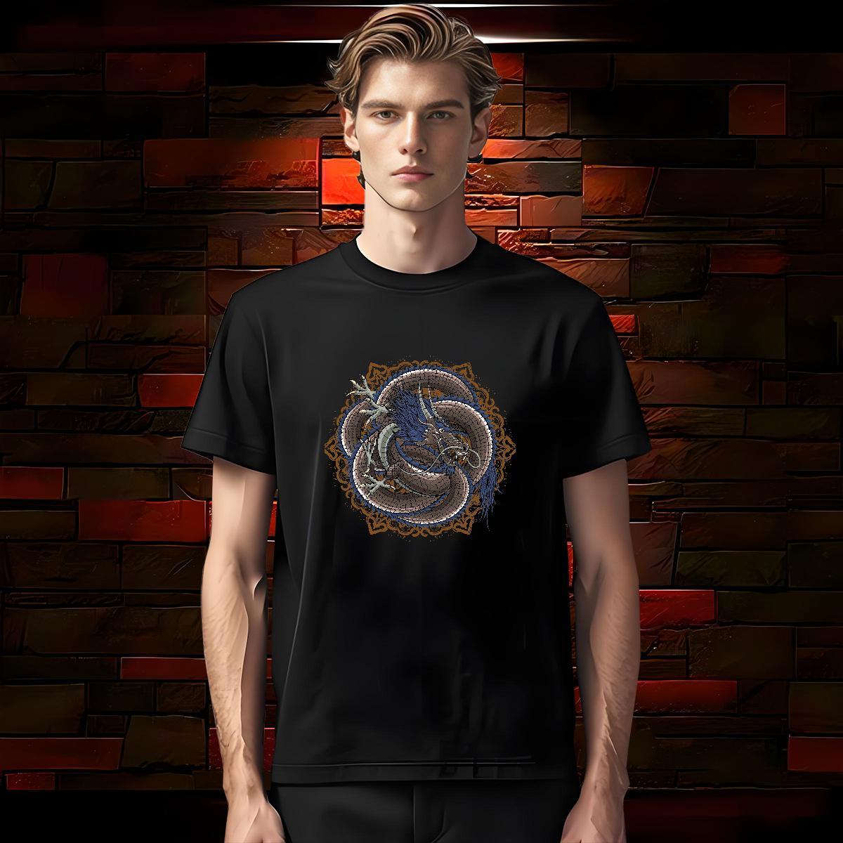 T Shirts Men 230g 100% Cotton dragon Street Casual Breathable Short Sleeve DIY Anime Couples T Shirts 2024 Summer Loose Fit Wear