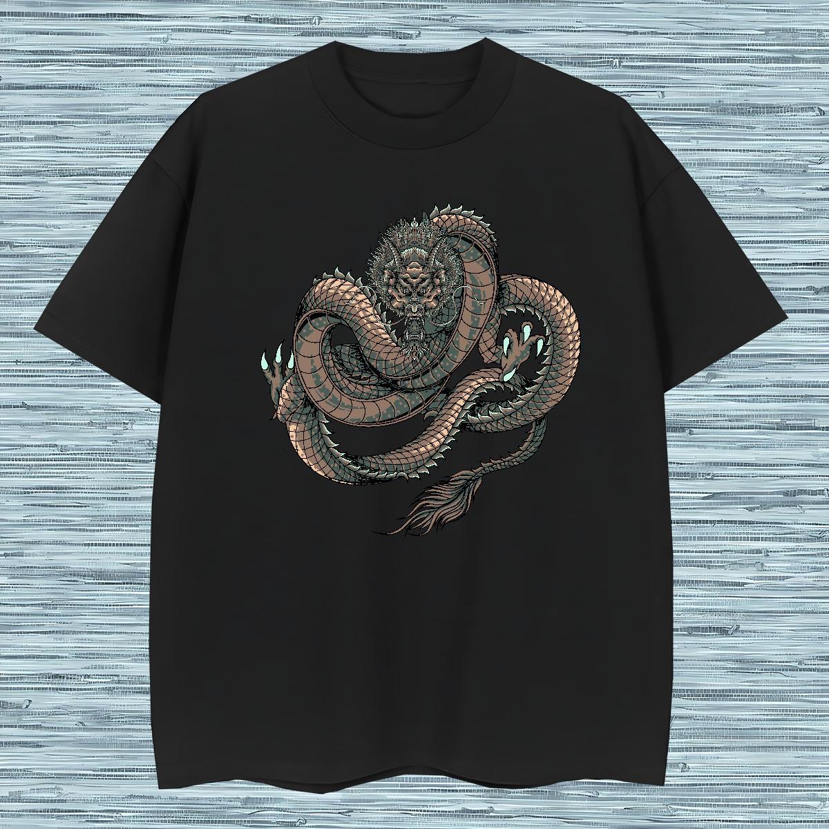 T Shirt For Man 230g 100% Cotton dragon Casual Daily Wear Breathable Crew Neck Custom Print Oversized Couples T Shirts DIY Classic Clothes