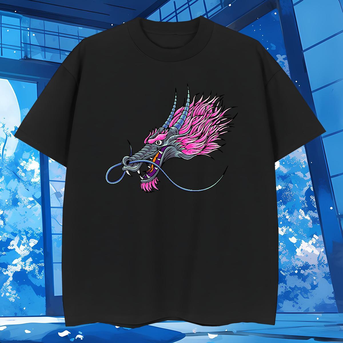 Man T Shirts 230g Pure Cotton dragon Street Casual O Neck Short Sleeves Custom Cartoon Tshirts Wholesale Popular Top Tees