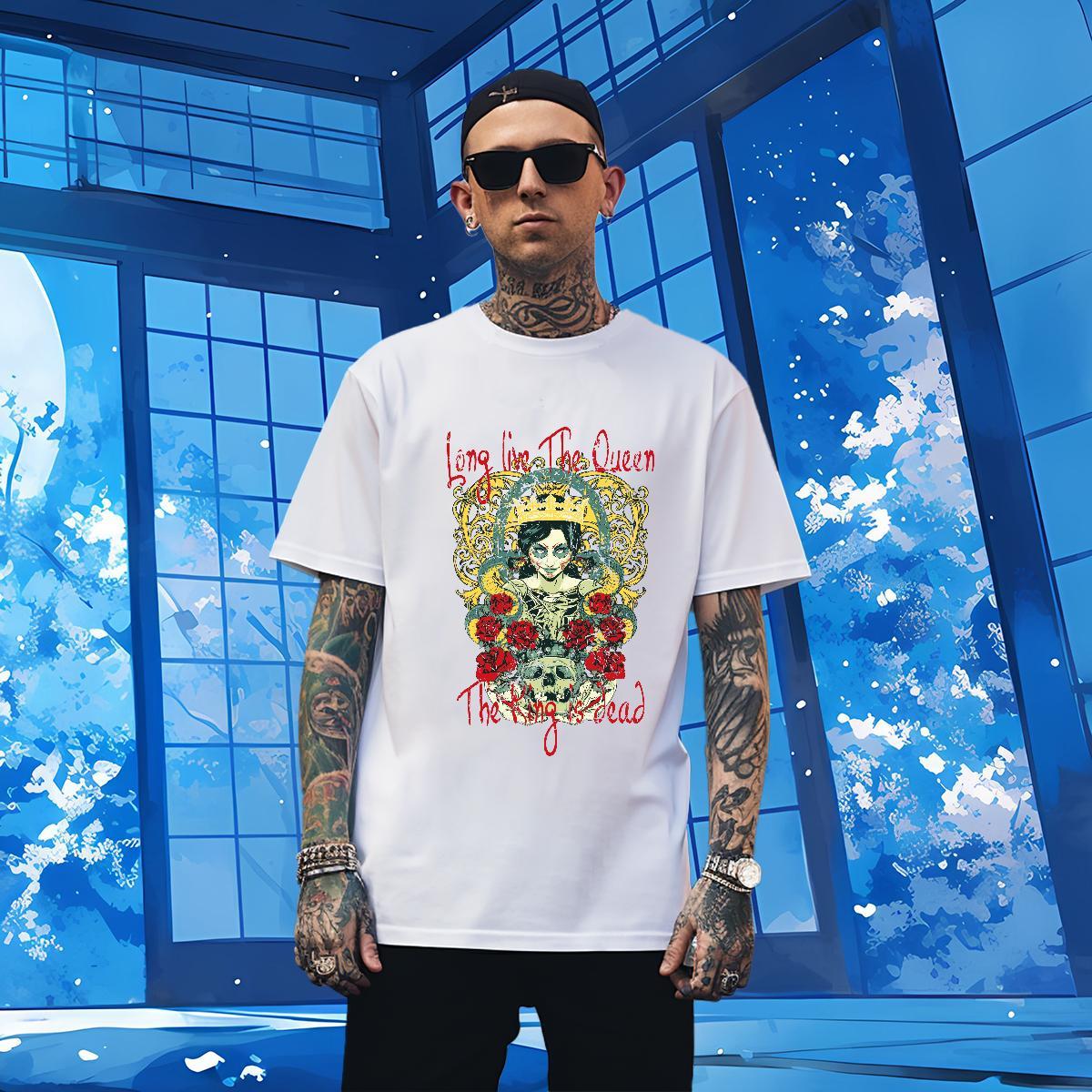 T Shirt For Man 230g Pure Cotton flower Casual Beach Breathable Soft Custom Cartoon Couples T Shirts Casual New Loose Fit Wear