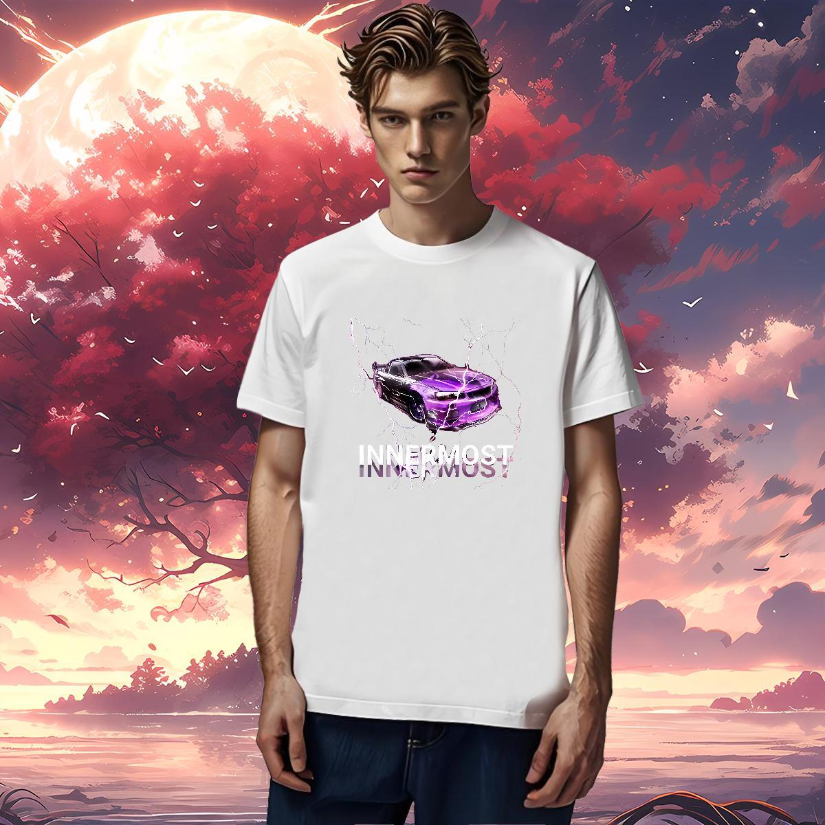 Comfortable car T Shirts Men Hip Hop Men Tops Tees 100% Cotton 230g Brand Pure Cotton Anime Tops Shirt