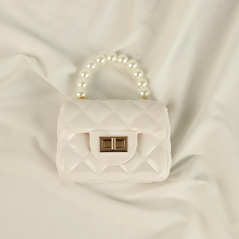 PVC Barbie Jelly Bag, Fashionable Versatile Mini Pearl Handbag, Stainproof and Easy to Wash Square Women's Bag