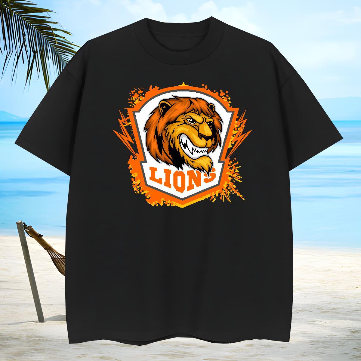 Popular Mens T Shirts lion Short Sleeve O-Neck Outdoor Black White 230g Cotton Couples T Shirts 2024 New Clothes