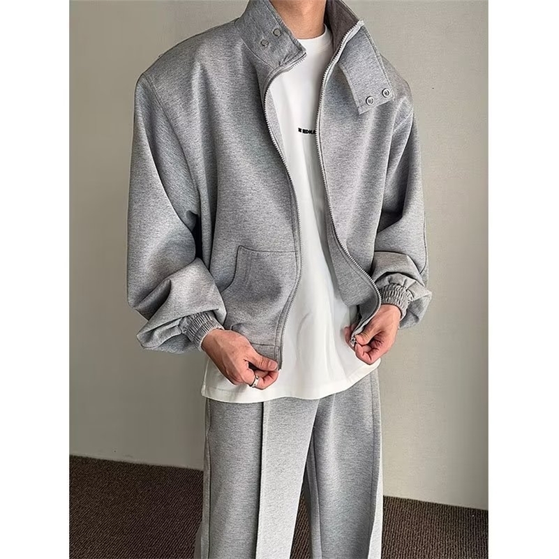 Autumn Sports Set Men Sports Cardigan Jacket and Jogging Wide Leg Pants Fashion Loose Fishing 2-piece Sets Unisex Tracksuits 240819