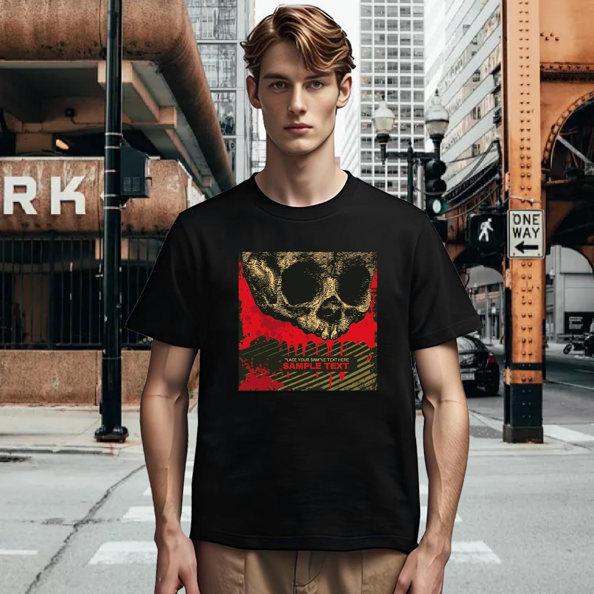 T shirt 230g Cotton scary Street Casual Breathable Crew Neck Custom Printed Mens Tshirts 2024 Summer Wholesale Top Tees