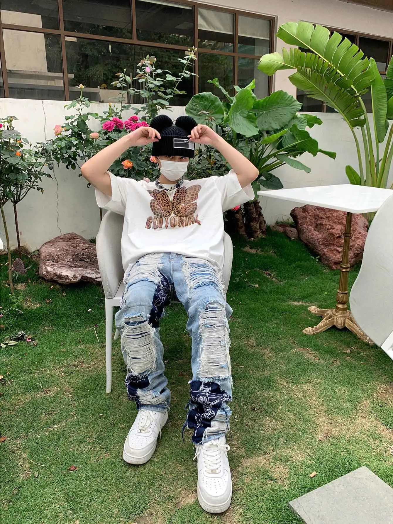 REDDACHiC Mens Trousers Grunge Y2k Ripped Baggy Jeans Christian Jesus Spliced Straight Denim Pants Hip-hop Big Size Streetwear 240819