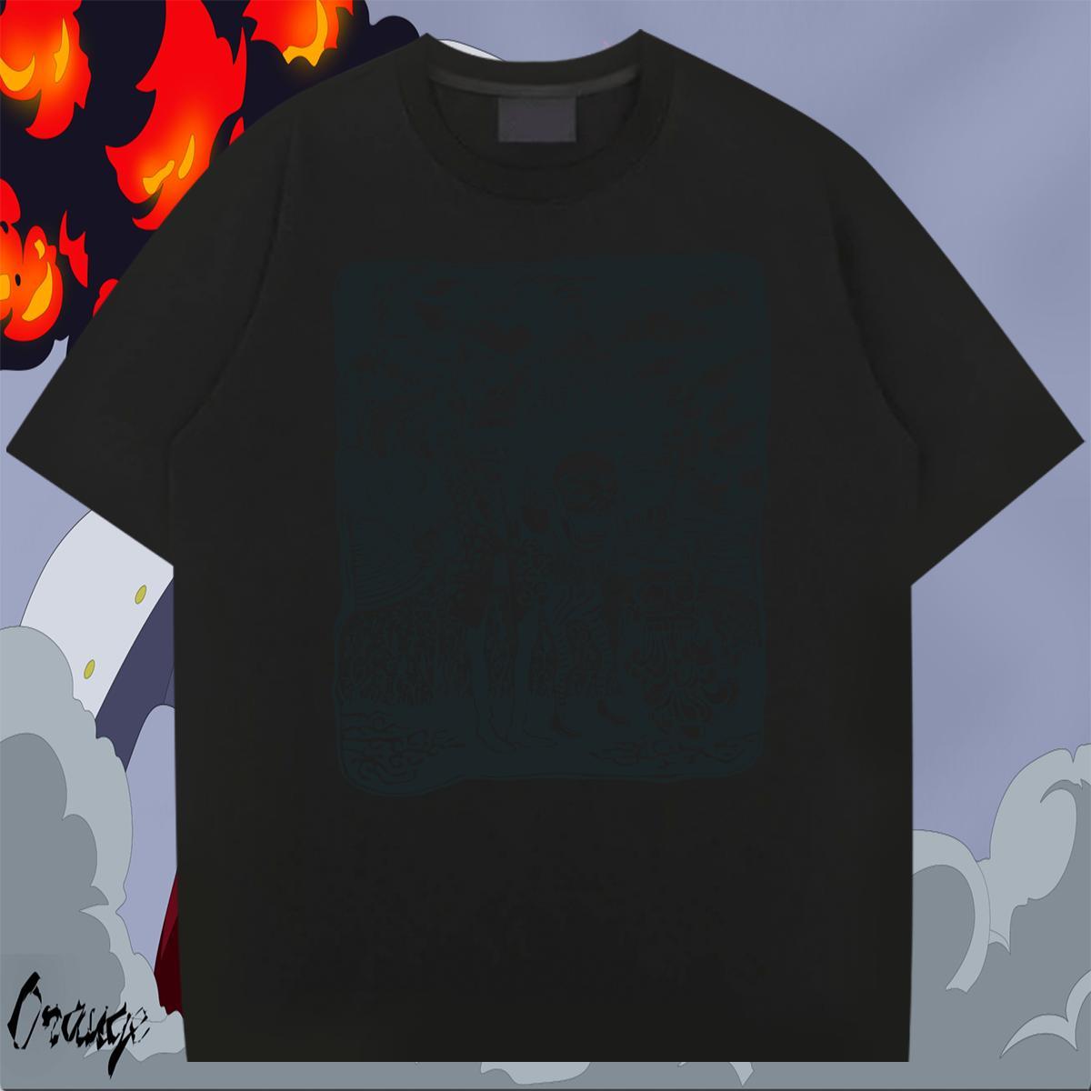 Fashion Casual scary Men Tshirts 230g Pure Cotton Mens T Shirts Plus Size Cartoon Hip Hop Street Short Sleeve O-Neck Cool Design Polos