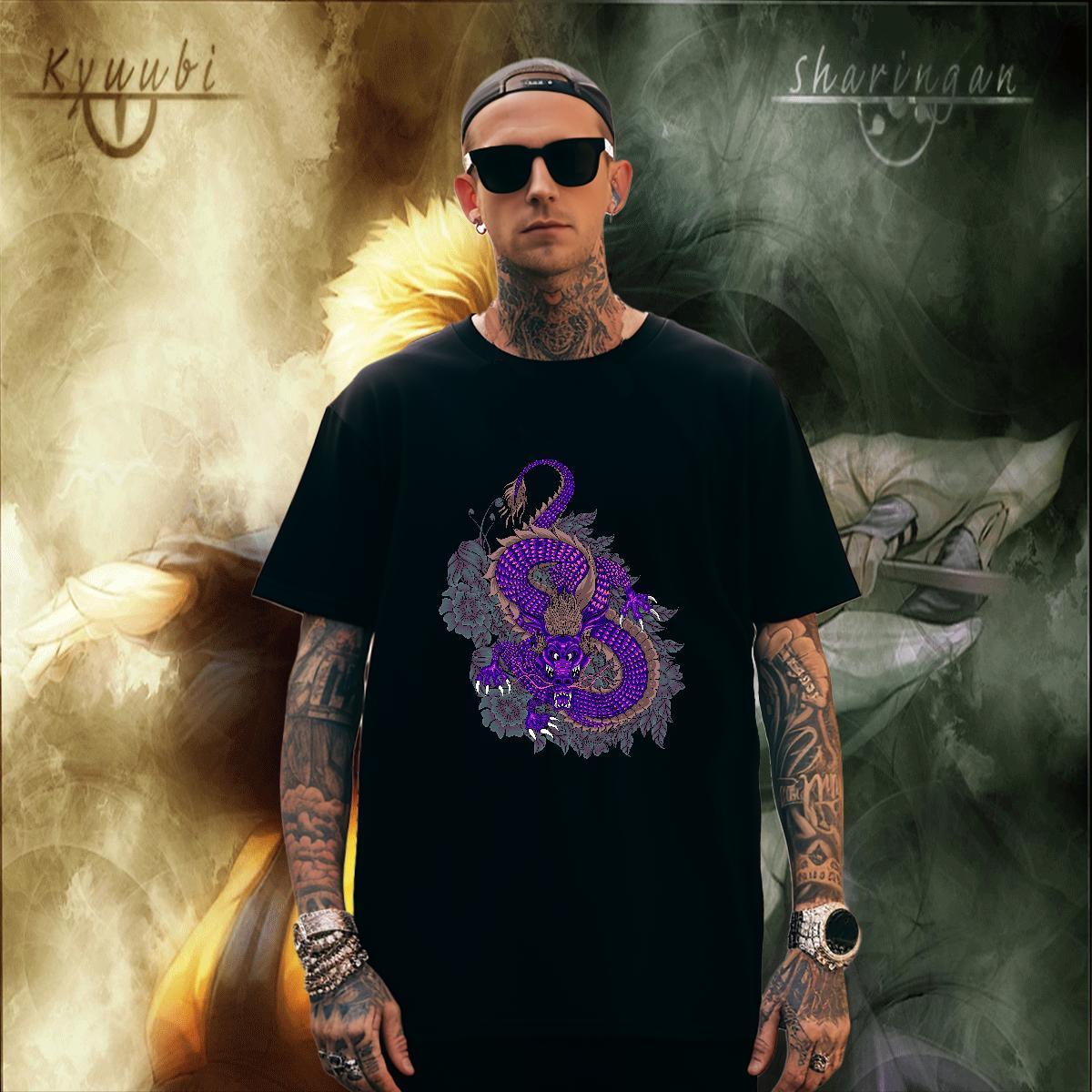 Designer Men Clothes T-Shirt Summer Casual 230g Pure Cotton DIY Anime Breathable Short Sleeve dragon Men T Shirts New Arrival Tshirts