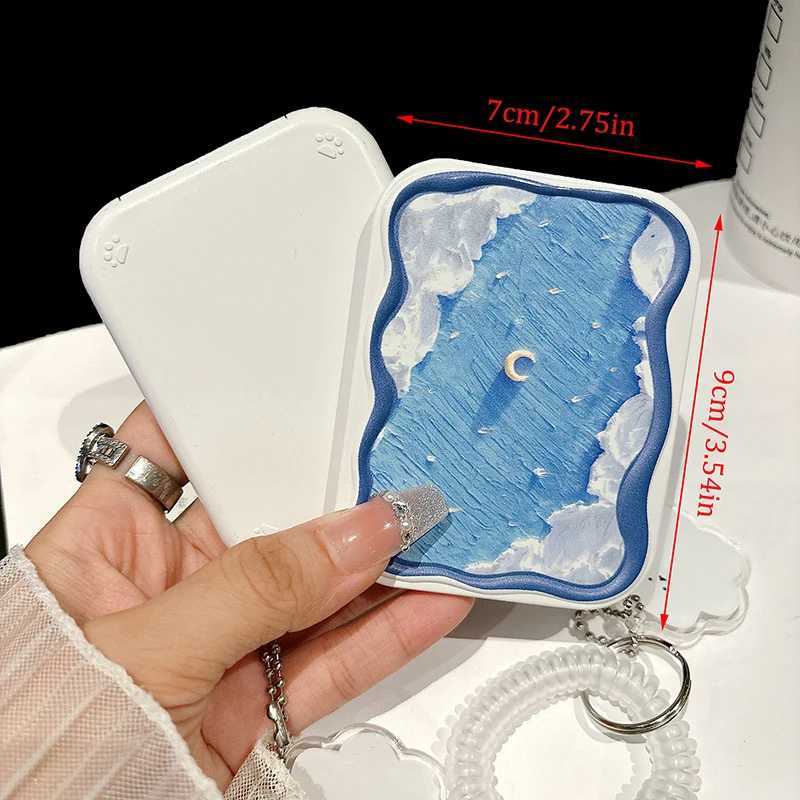 New Starry Sky Portable Folding Small Mirror Set Cosmetic Mirror For Class Pocket Mirror And Comb All-In-One Girls Gift Y240819