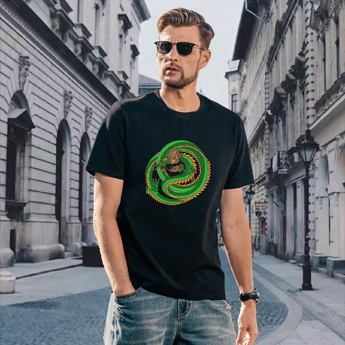 Men T Shirts 230g Pure Cotton dragon Sport Breathable Short Sleeve Custom Big Size Men Tshirts New Arrival Cool Design Tees