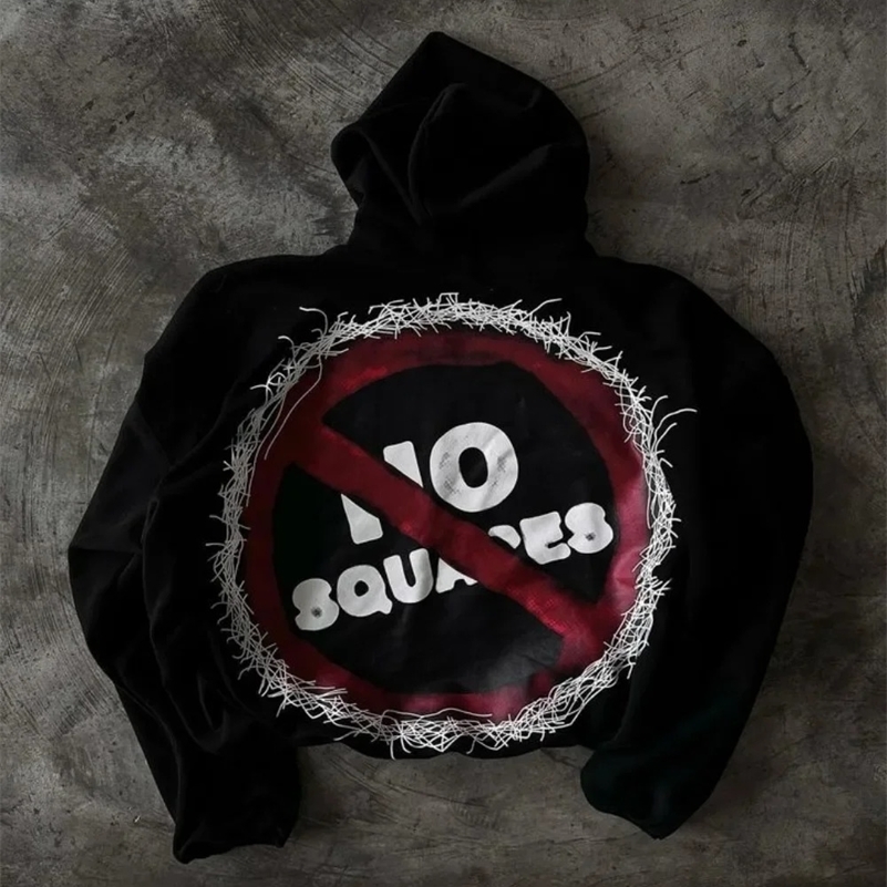 Streetwear Sweatshirt Harajuku Hip Hop Cartoon Graphic Printed Oversized Hoodies Men Women Y2K Gothic Black Pullover Hoodies 240819