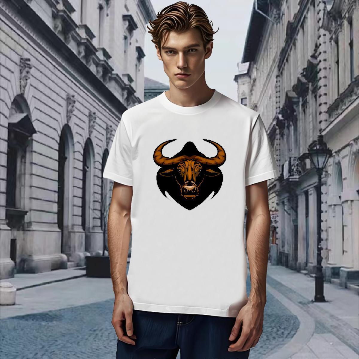 Soft Men T Shirts bull O Neck Short Sleeves Summer Casual Graphic 230g Cotton Men Tshirts Classic Casual Polos