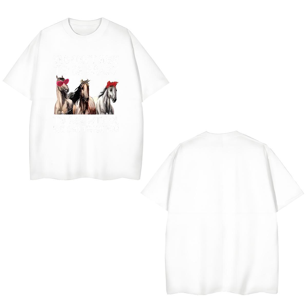 Designer Man T Shirts horse Crew Neck Summer Casual Asian Size 230g Pure Cotton Tshirt for Man Woman New Arrival Top Tees