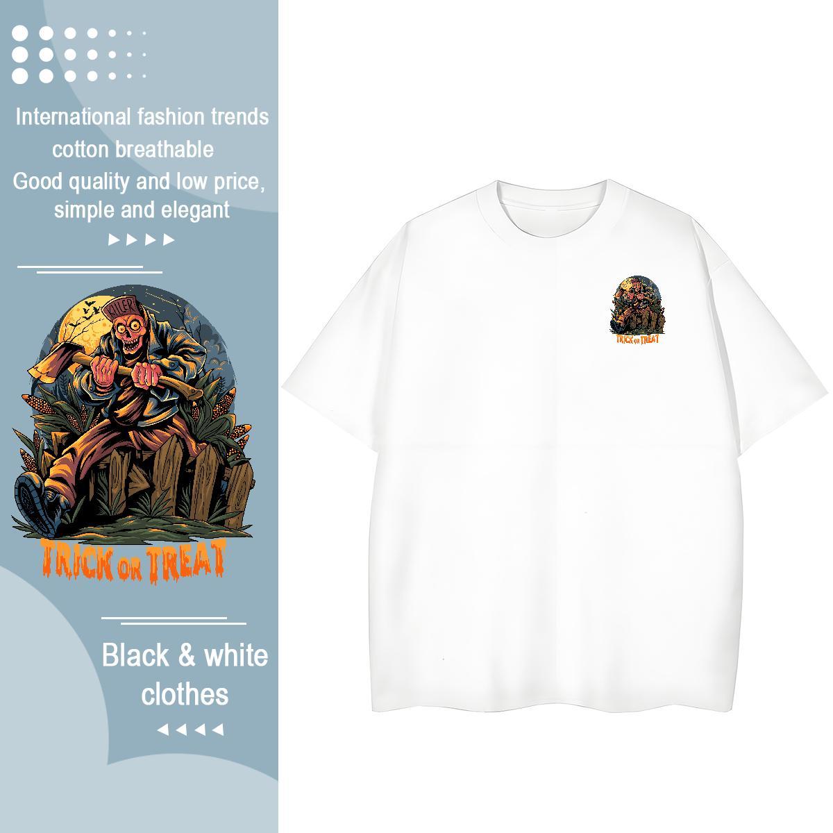 New Arrival Men Tshirts Halloween Street Wear 100% Cotton 230g Clothings Crew Neck Breathable Cool Design T Shirts Men DIY Printed