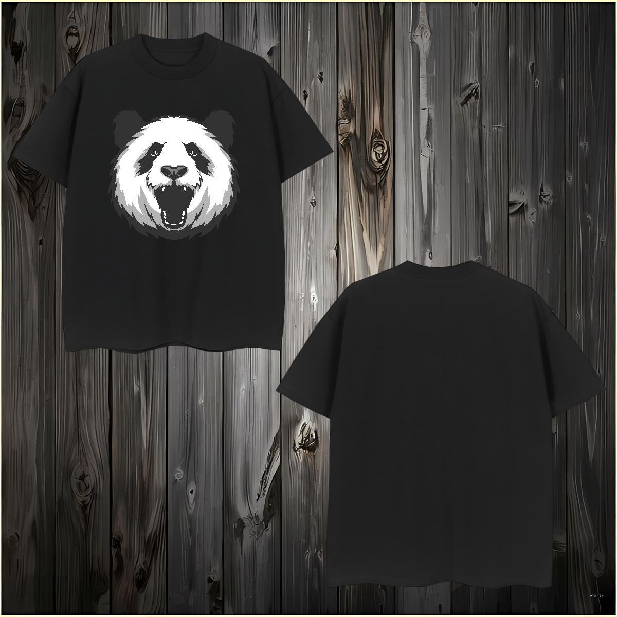 T Shirts Men 230g Pure Cotton panda Street wear Hip Hop Crew Neck Breathable Black Oversized Men Tees Brand Cool Tshirts