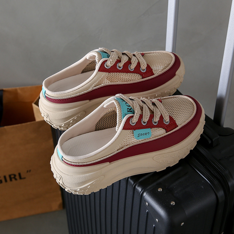 Ddmysports Summer New Instagram Korean Edition Ollow Small White For Female Students Thick Sole Versatile Casual Alf Drag Women S Shoes JC OUTDOOR