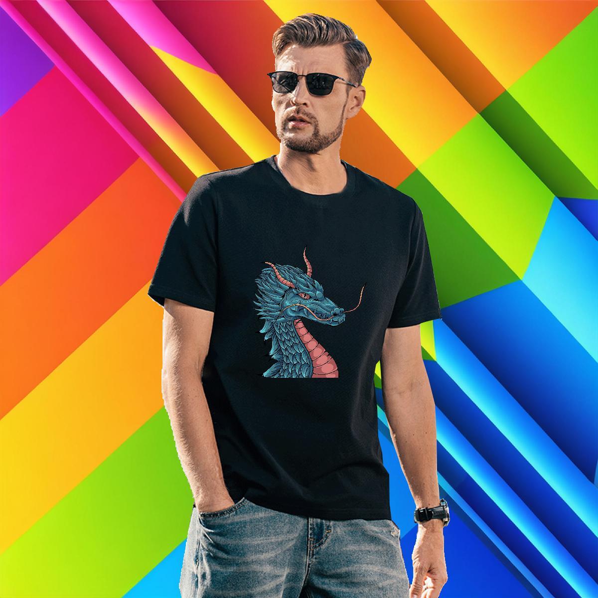 T Shirts Men 230g 100% Cotton dragon Hip Hop Street Breathable White Plus Size Mens Tshirts Free Shipping High Quality Tops