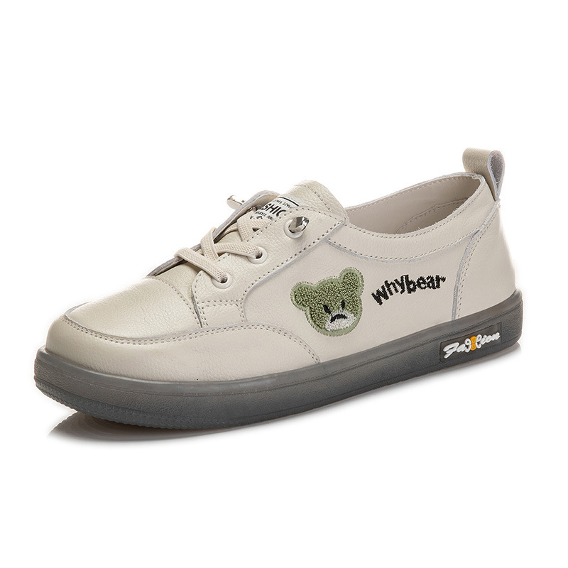 Ddmysports Top Layer Cowhide Small White Women In The Autumn New Flat Sole Single Shoes Soft One Foot Full Of Genuine Leather For S OUTDOOR