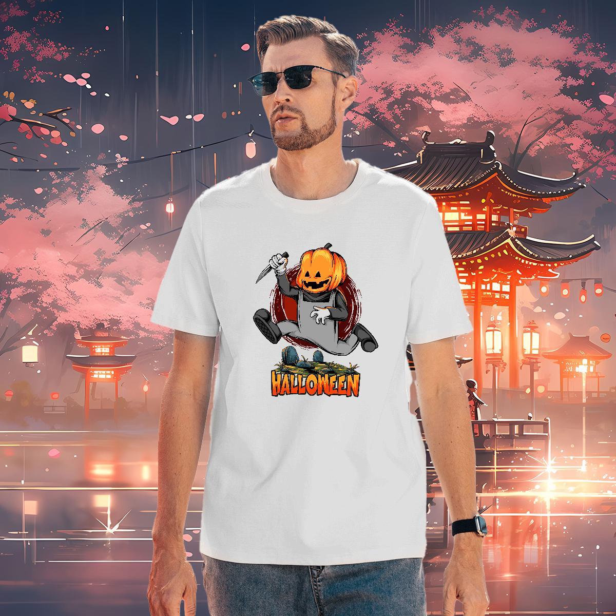 Brand Men T Shirts halloween Crew Neck Breathable Outdoor Custom Cartoon 230g 100% Cotton Mens Tshirts Classic Casual Tee Shirt