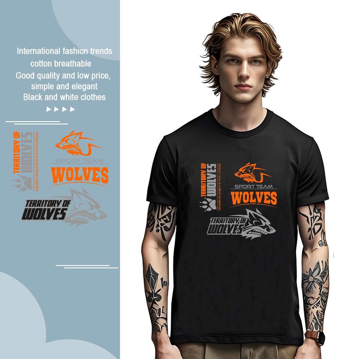Comfortable T Shirts Men wolf Breathable Beach Oversized 4XL 100% Cotton 230g Men Tees Custom Polos