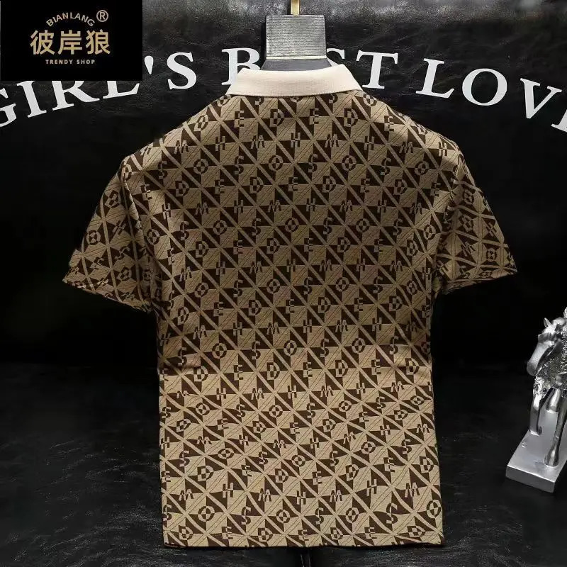 Mens Polo Shirt Lapel Button Up Polos Golf Shirt Graphic Prints Geometry Turndown High Quality Mens Casual T-shirts 240820