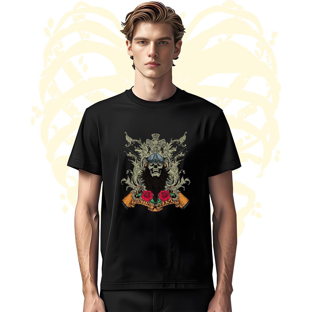 Unisex T-Shirts for Men flower Round Neck Short Sleeve High Street Hip Hop White Plus Size 100% Cotton 230g Men Clothes T-Shirt Wholesale Tops