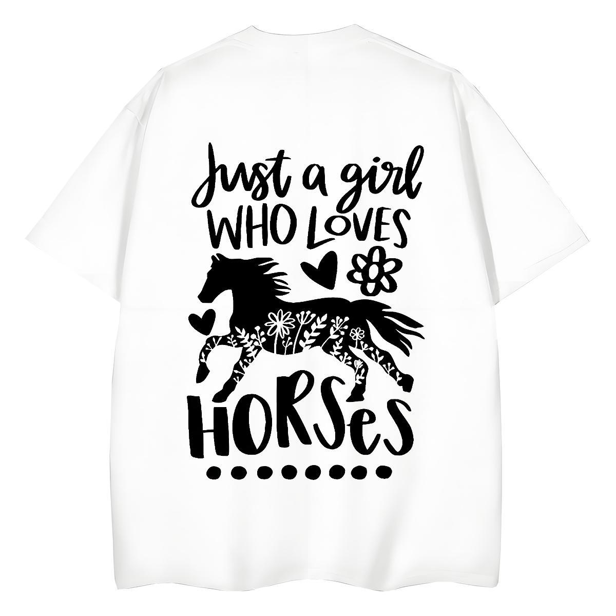 Casual New Men Clothes T-Shirt horse Casual Daily Wear 230g Cotton Tshirts Short Sleeve O-Neck Comfortable Man T Shirts DIY Logo Oversized