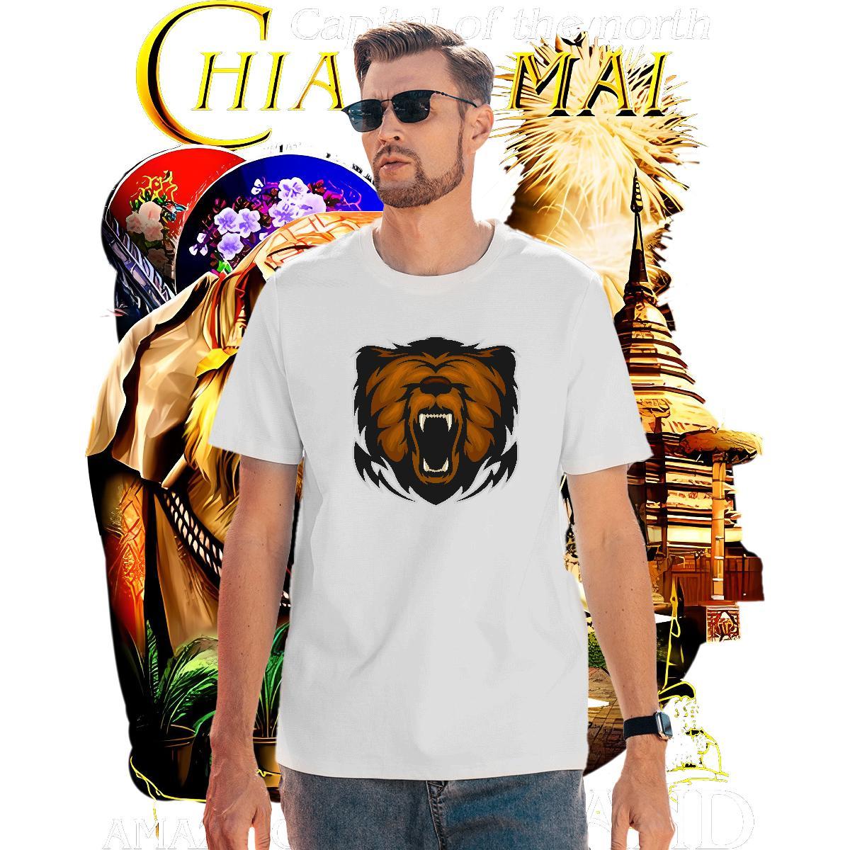Cool Design T-Shirts lion Breathable Soft Summer Casual DIY Anime 230g Pure Cotton Men Clothes T-Shirt Fashion Casual Tops