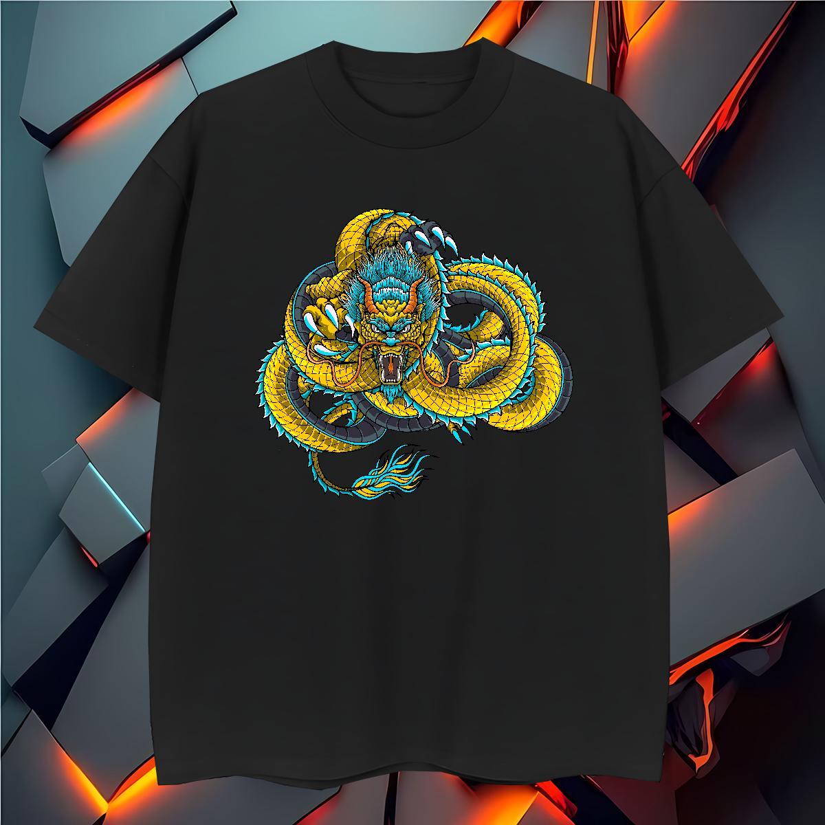 Mens T Shirts 230g 100% Cotton dragon Daily Outfit Breathable Short Sleeve Graphic Men Clothes T-Shirt DIY Customized Unisex Tops Shirt