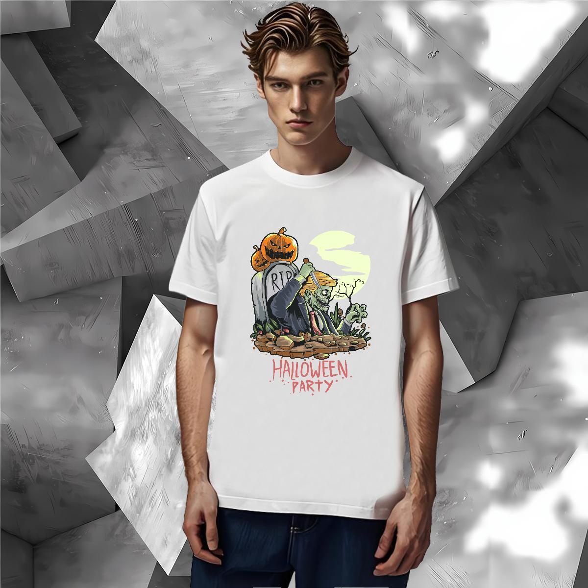 Loose T-Shirts halloween Breathable Crew Neck Street Casual Oversized 230g Pure Cotton Men Tops Tees New Designer Polos