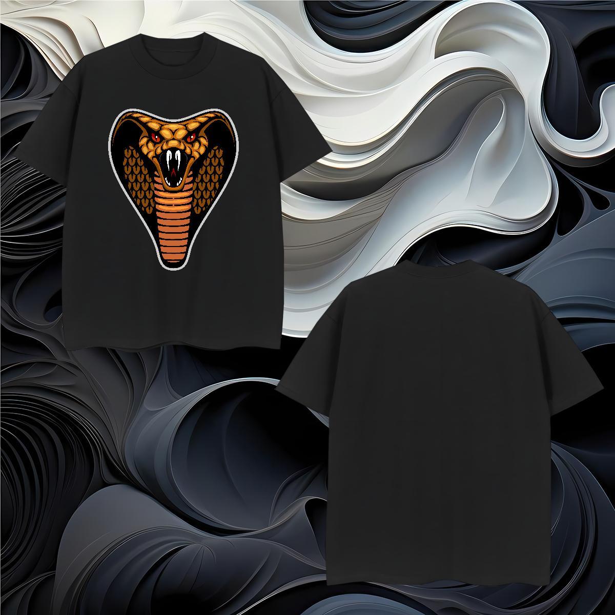 T shirt 230g Pure Cotton cobra Daily Wear Breathable Crew Neck Asian Size Men Tees Stylist Loose Tshirts