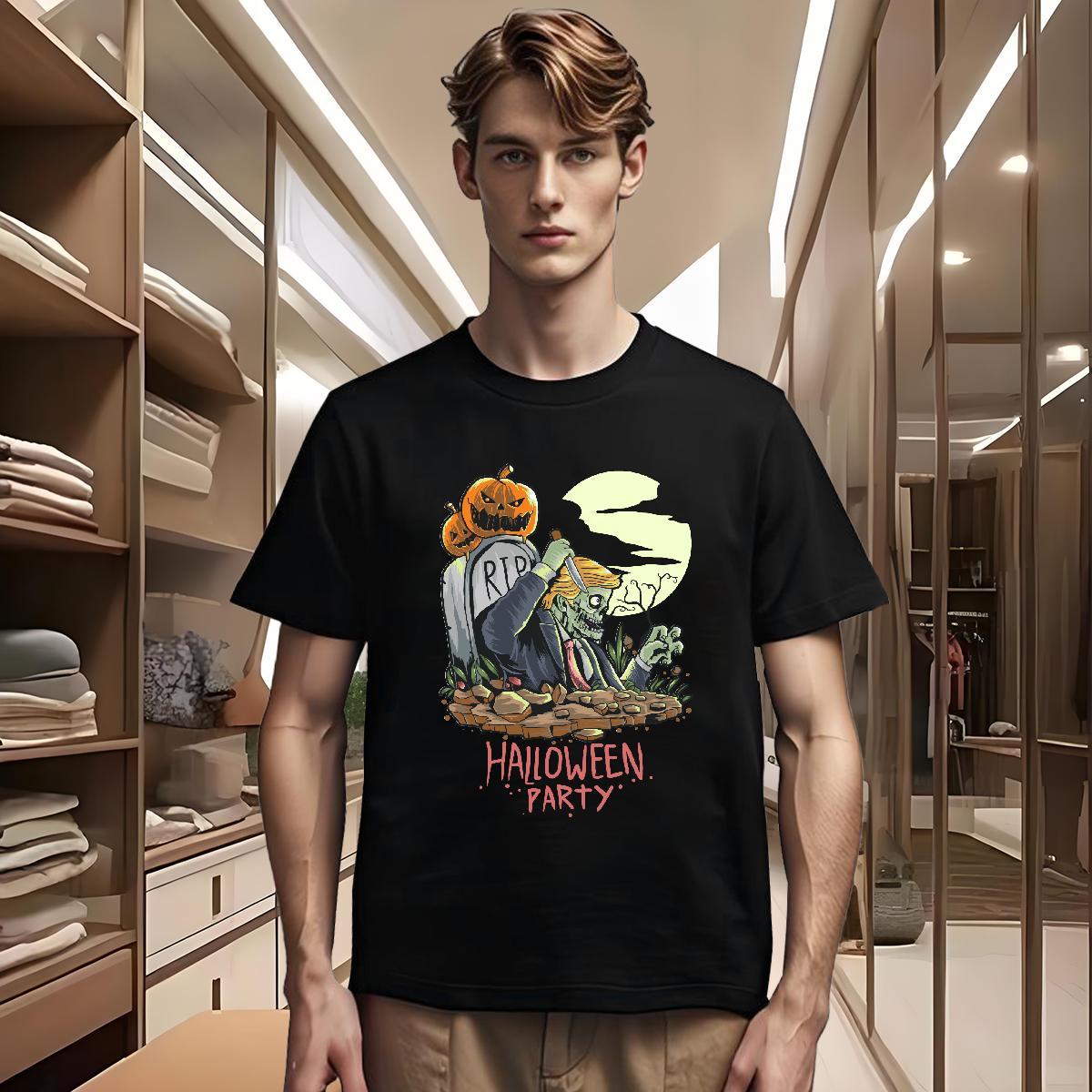 Fashion Casual Mens Tshirts halloween Street wear Hip Hop 230g Pure Cotton Tees Shirts O-Neck Short Sleeve Cool Design T-Shirts for Men Custom Anime