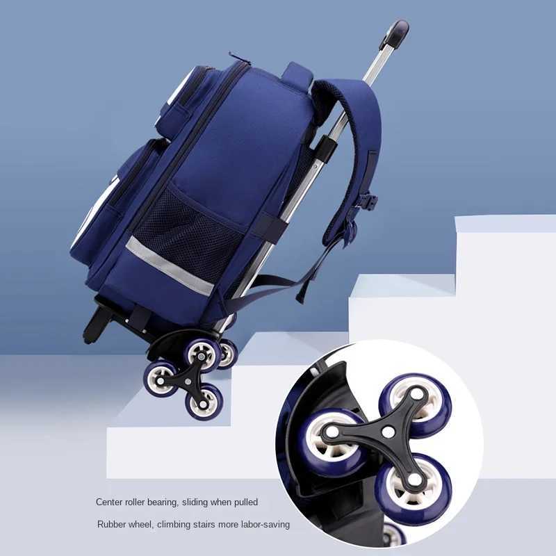 Elementary School Backpacks with Trolley Wheeled School Bag for Boys Girls Rolling Backpack with Wheels Kids Stair Climbing Cart Y240820