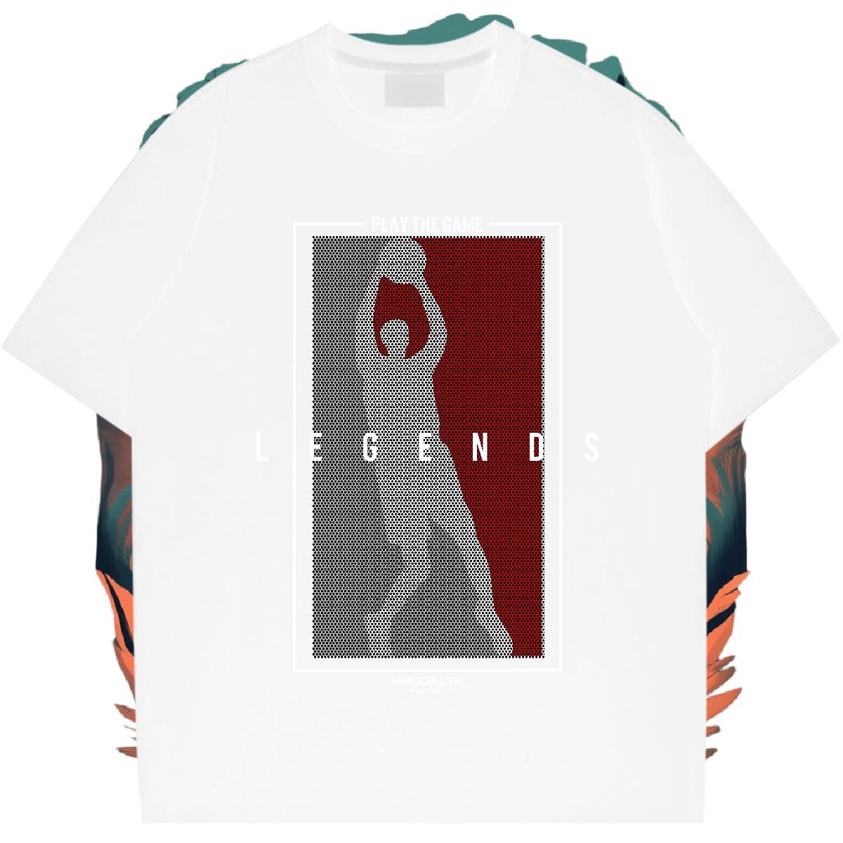 Brand basketball Tshirts 230g Pure Cotton T shirt White Plus Size Street Wear Breathable Short Sleeve Cool Design Tops